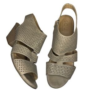 Soul Naturalizer Dez Perforated cage heel womens shoes peep toe sandals 10 taupe